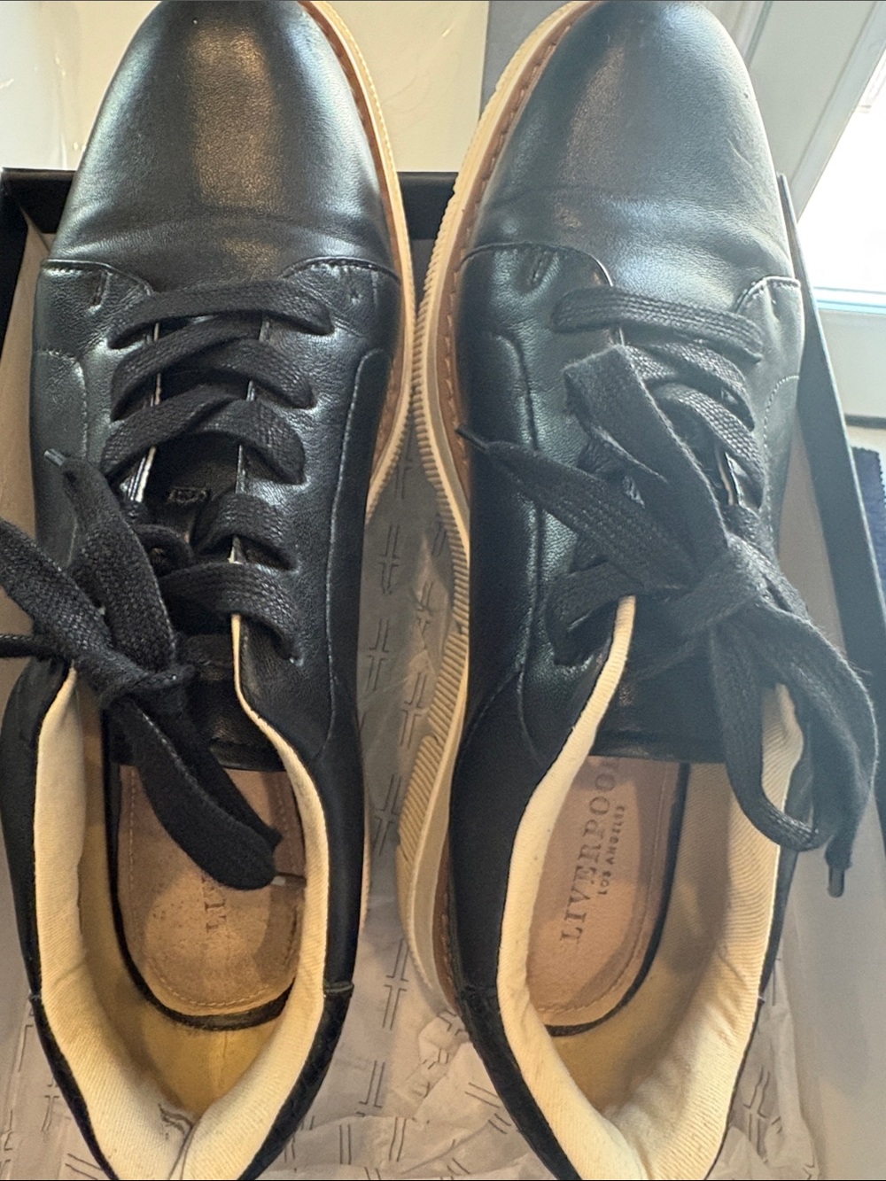 Women’s Liverpool Black Leather Casual lace up shoes